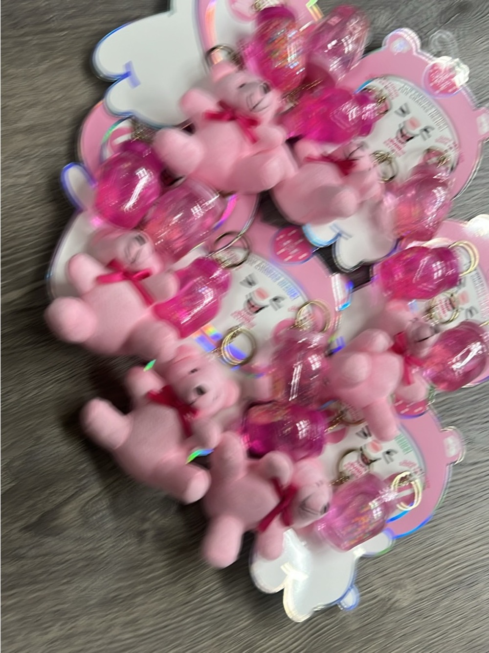 Pink Teddy Bear Keychain with Sparkle Bottle - Birthday party gifts